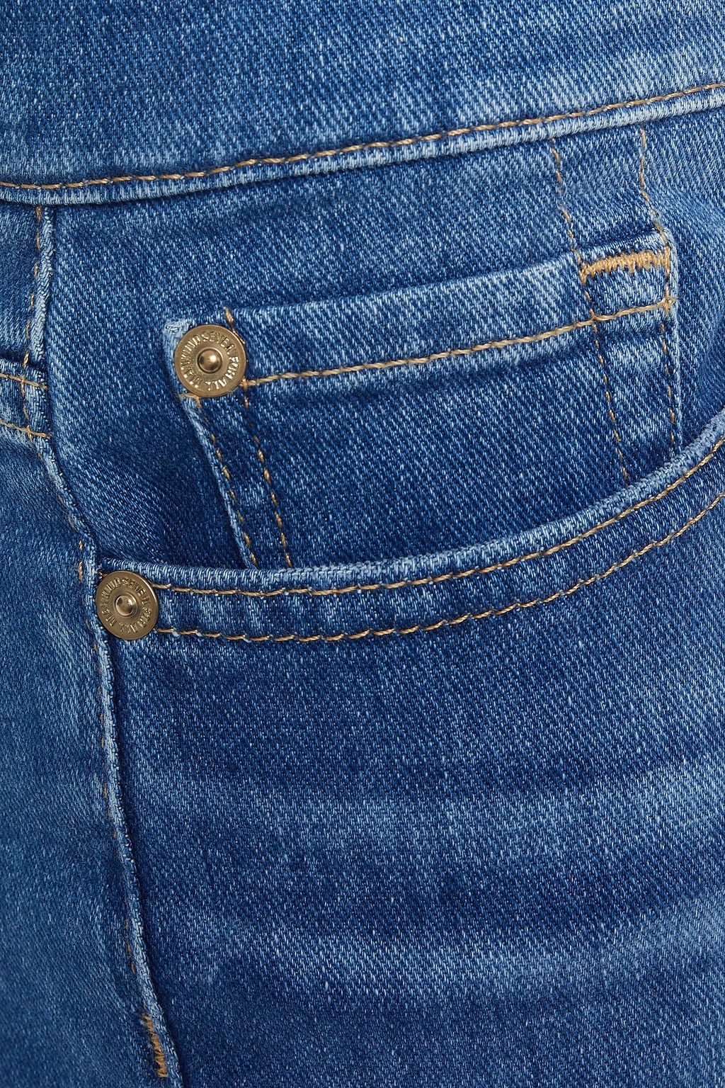 7 FOR ALL MANKIND Halbhohe Cropped Jeans mit schmalem Bein in ausgewaschener Optik