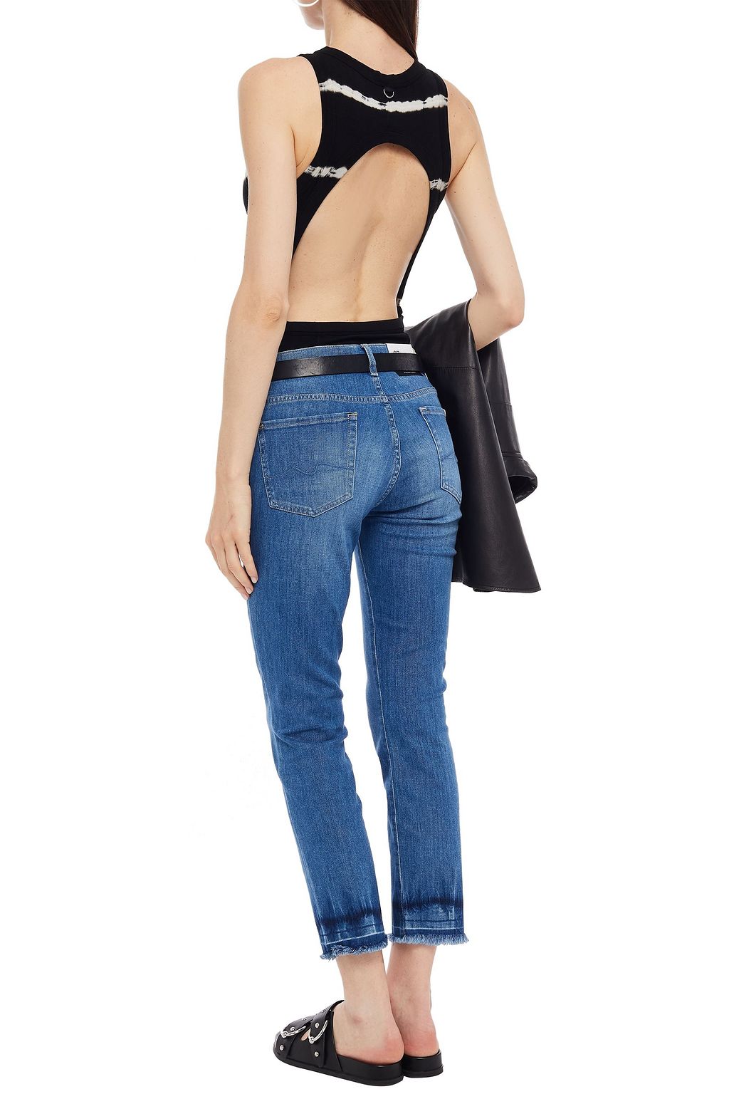 7 FOR ALL MANKIND Halbhohe Cropped Jeans mit schmalem Bein in ausgewaschener Optik