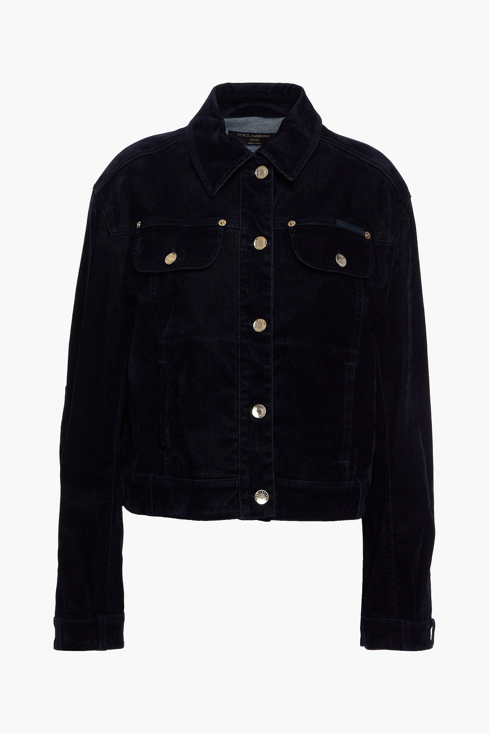 dolce&gabbana - cotton-blend velvet jacket - blue - it 40