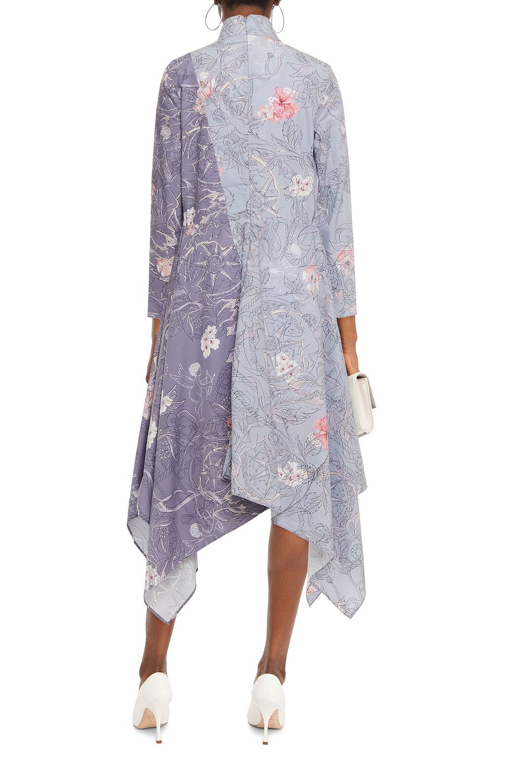 LEO LIN Midsummer Astraea asymmetric printed cotton-poplin dress