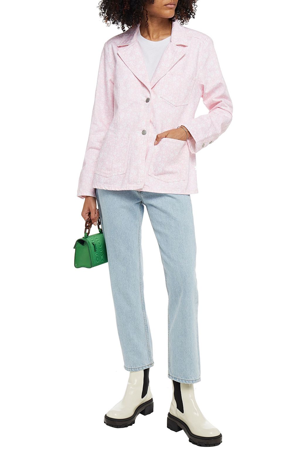 GANNI Floral-print denim jacket
