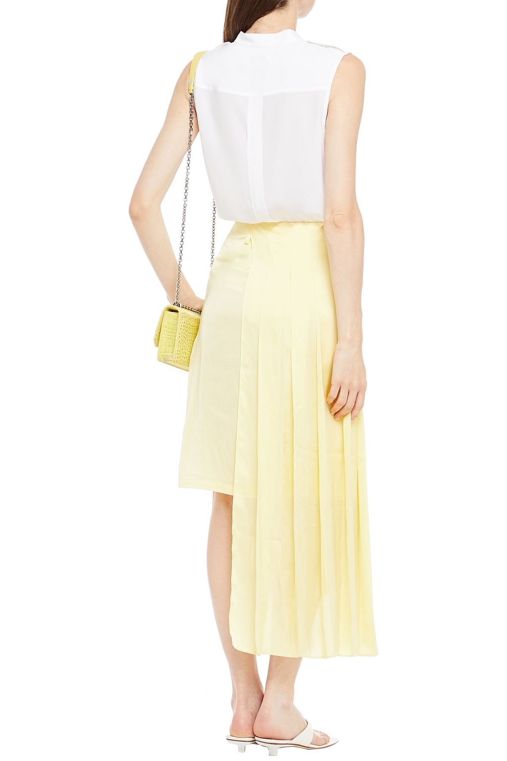 LEO LIN Paneled pleated satin skirt