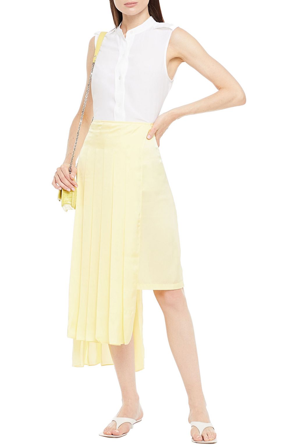 LEO LIN Paneled pleated satin skirt