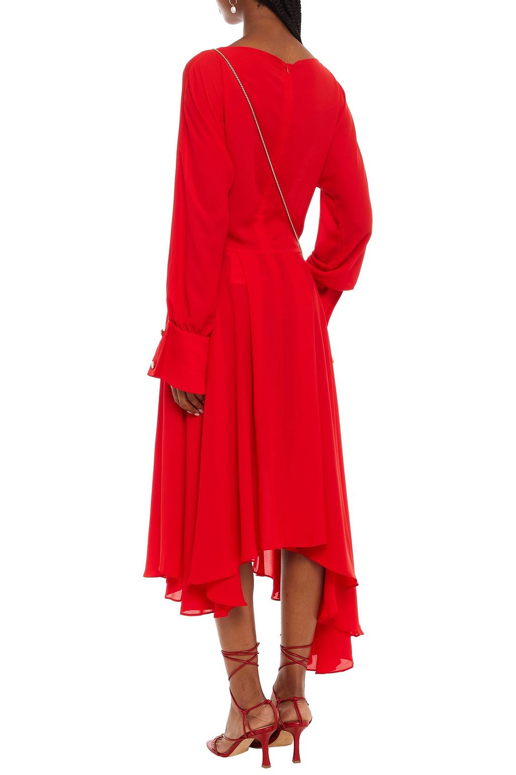 LEO LIN Asymmetric crepe de chine midi dress