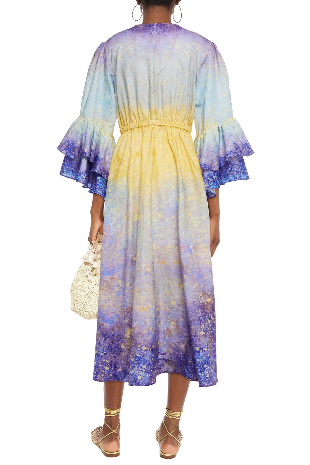 LEO LIN Salvation tiered printed linen and cotton-blend midi dress