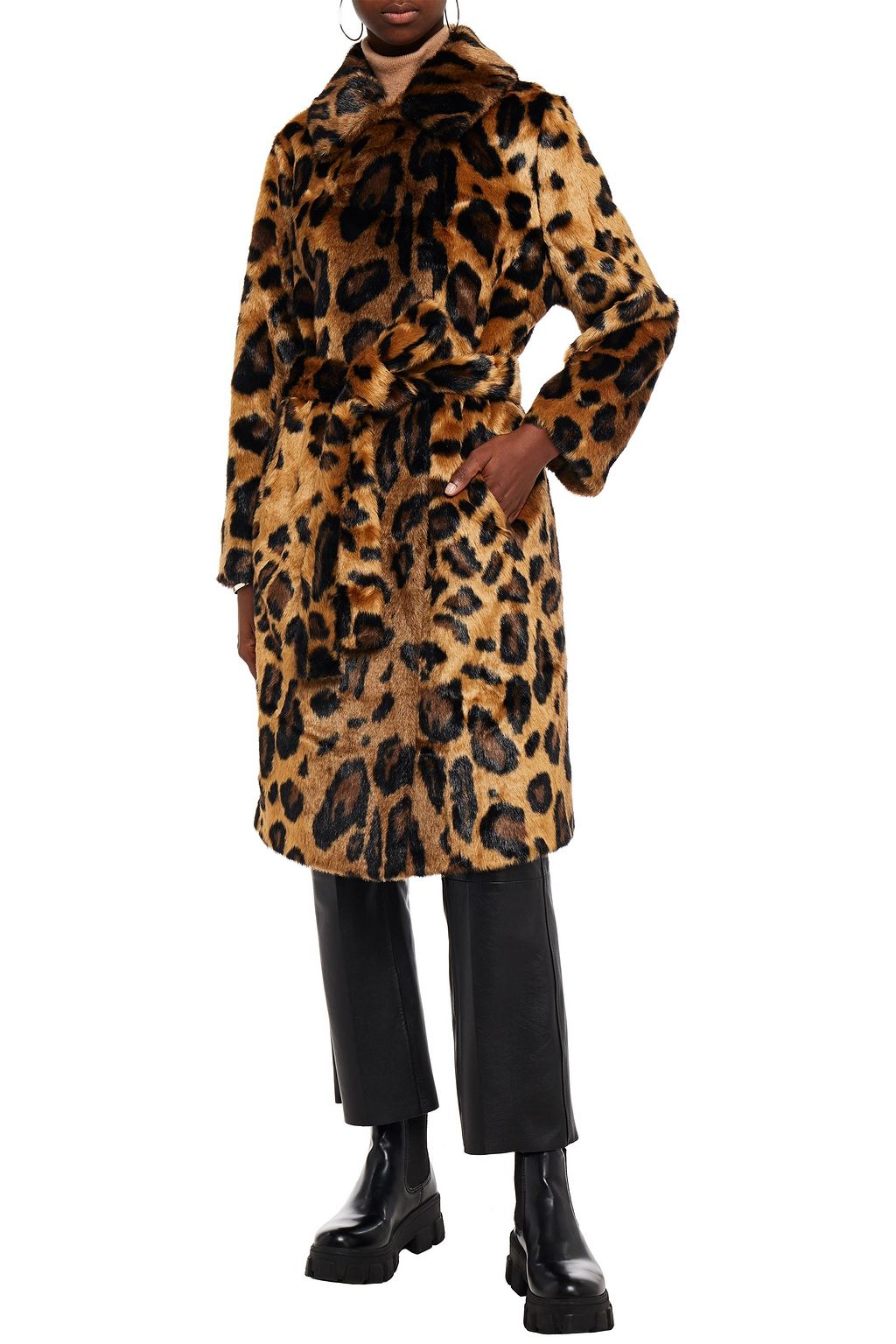 Animal print Irina belted leopard-print faux fur coat | Sale up to 70%