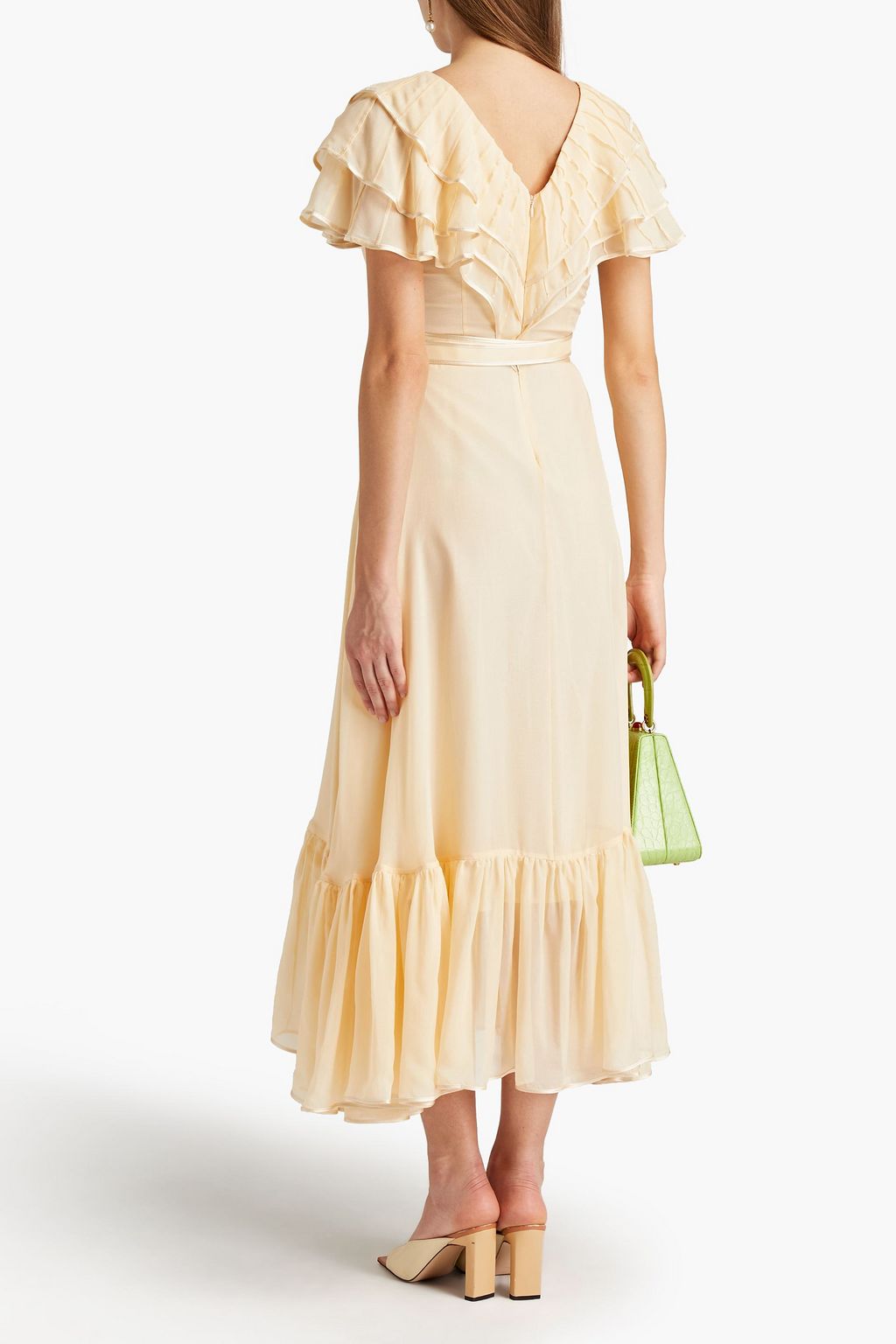 LEO LIN Tranquility ruffled silk-chiffon midi dress