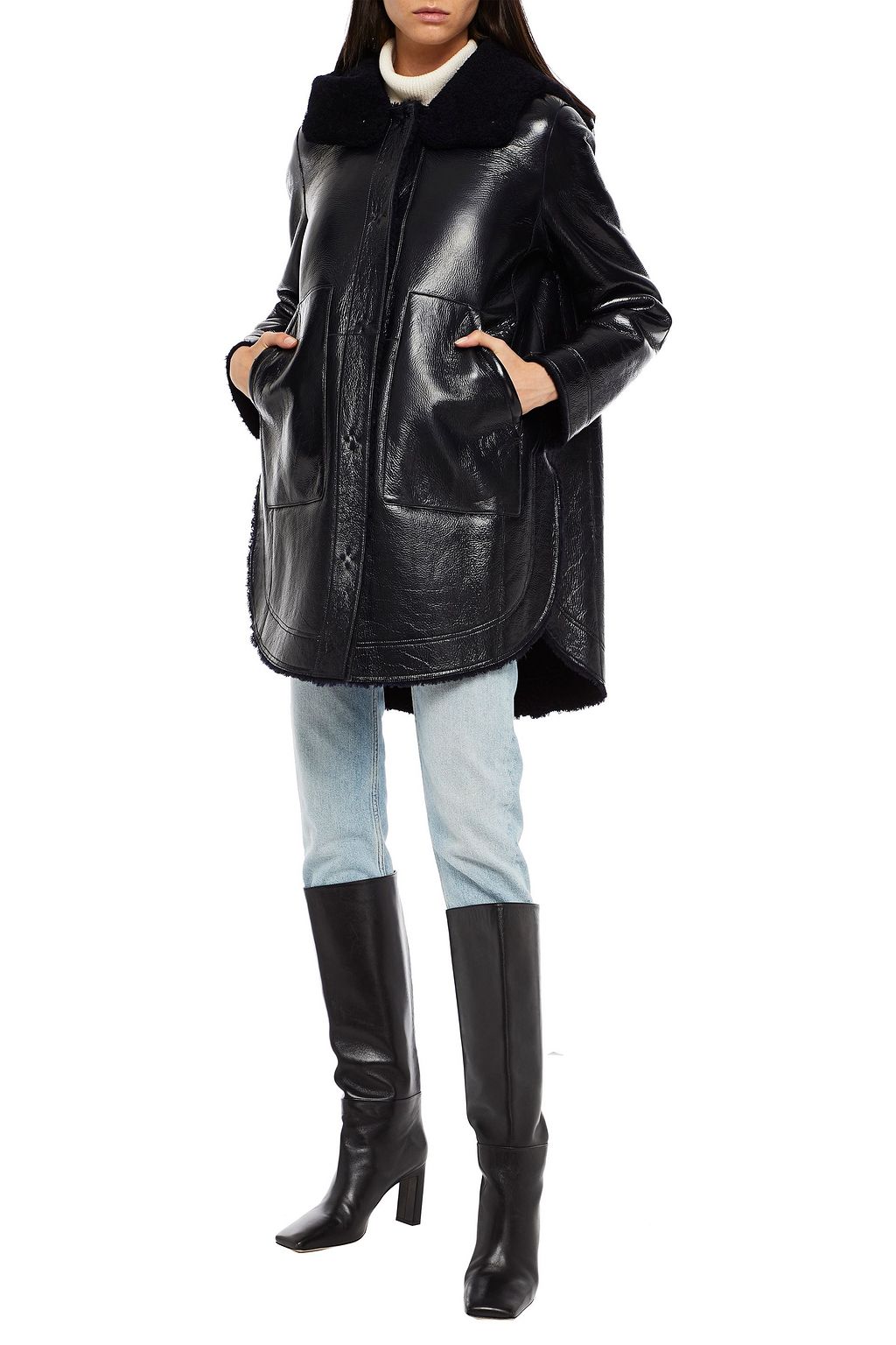 YVES SALOMON Reversible shearling hooded coat
