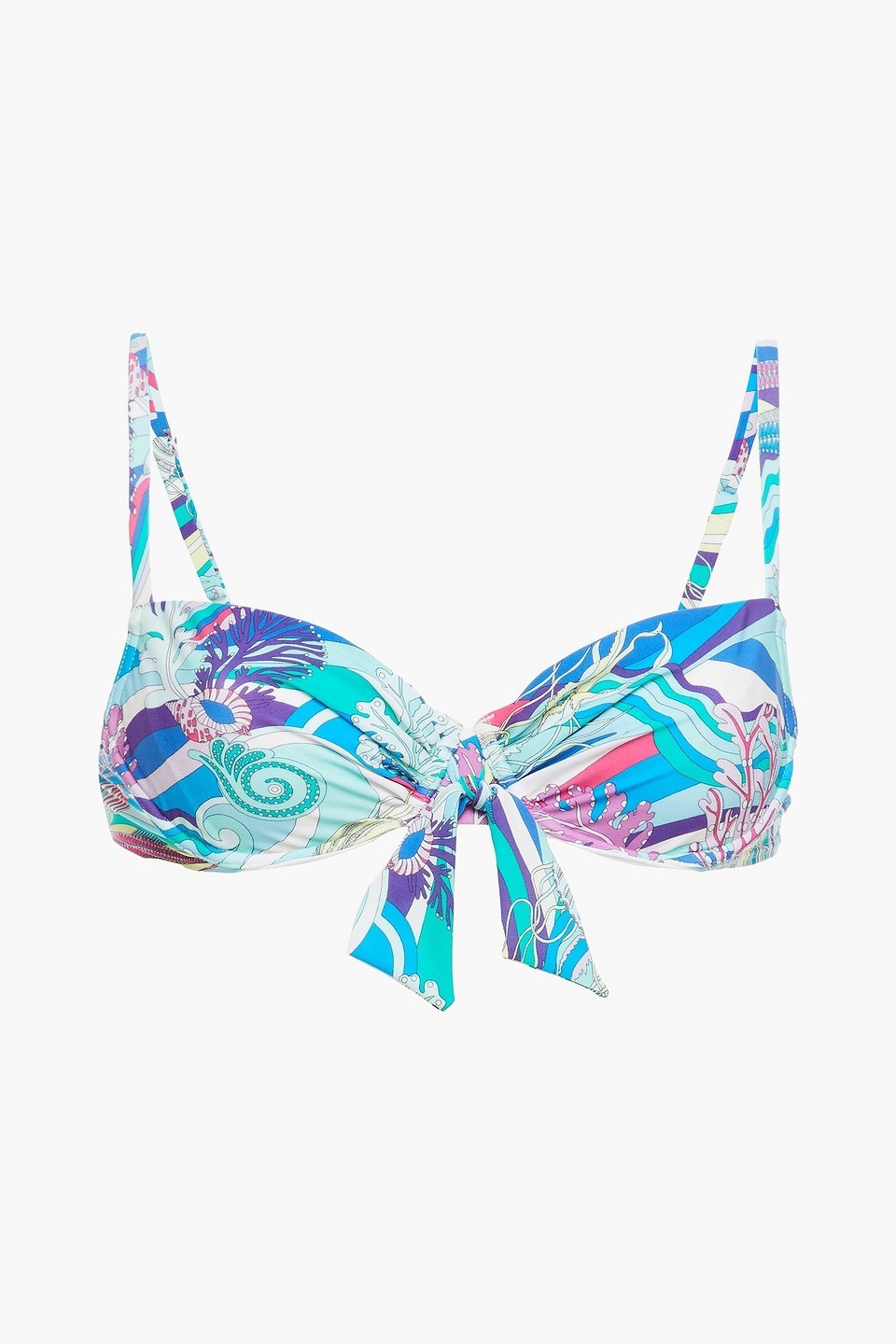 MAISON LEJABY AQUATIQUE KNOTTED PRINTED BIKINI TOP 3074457345626735459