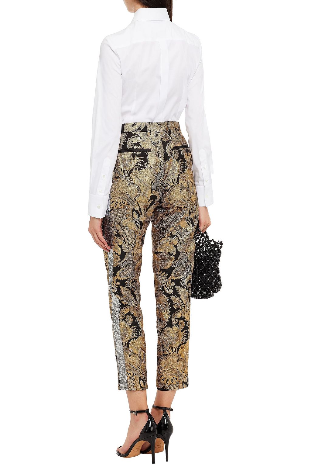 DOLCE&GABBANA Cropped Hose mit schmalem Bein aus Brokat mit Metallic-Effekt