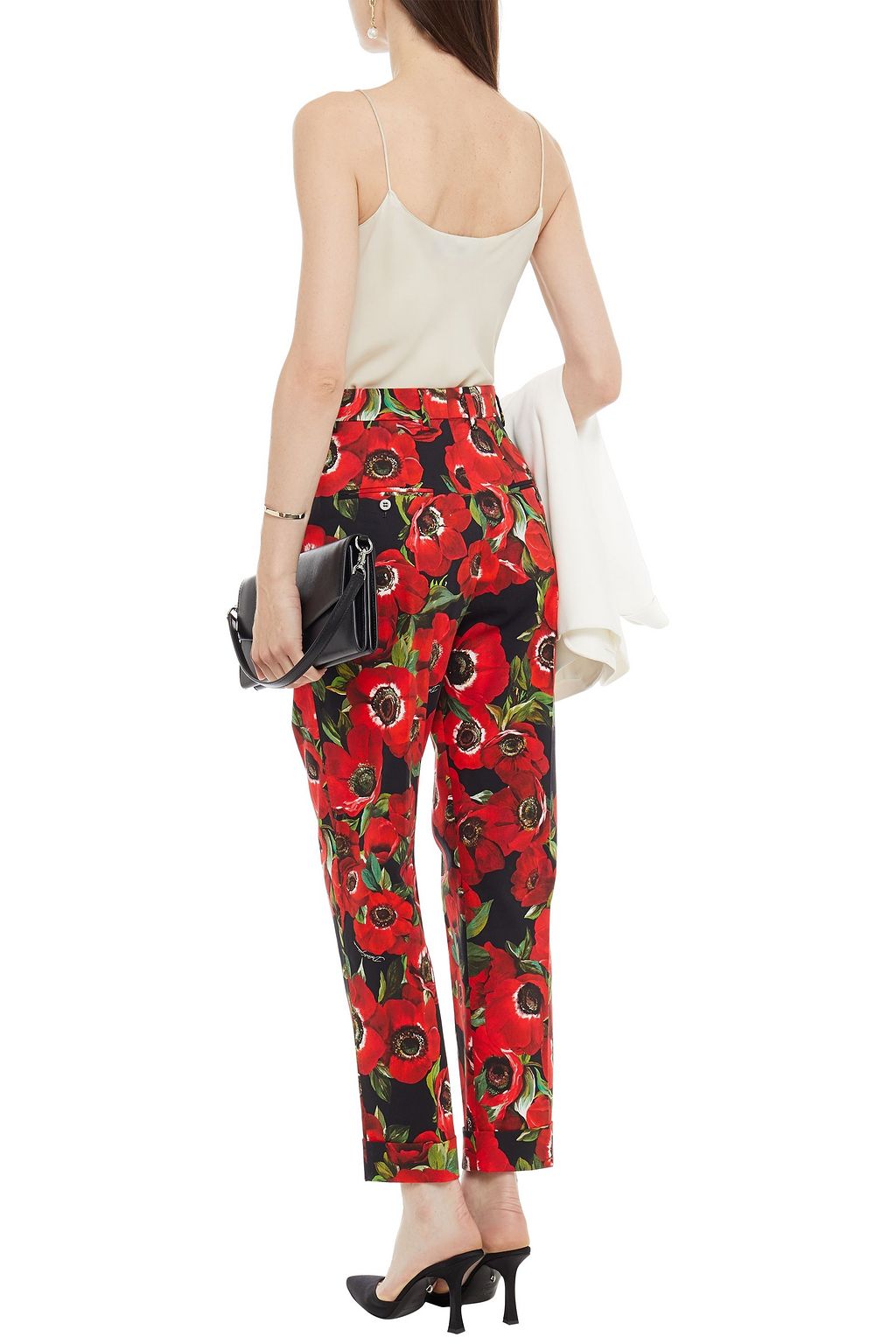 DOLCE&GABBANA Pleated floral-print cotton-blend tapered pants