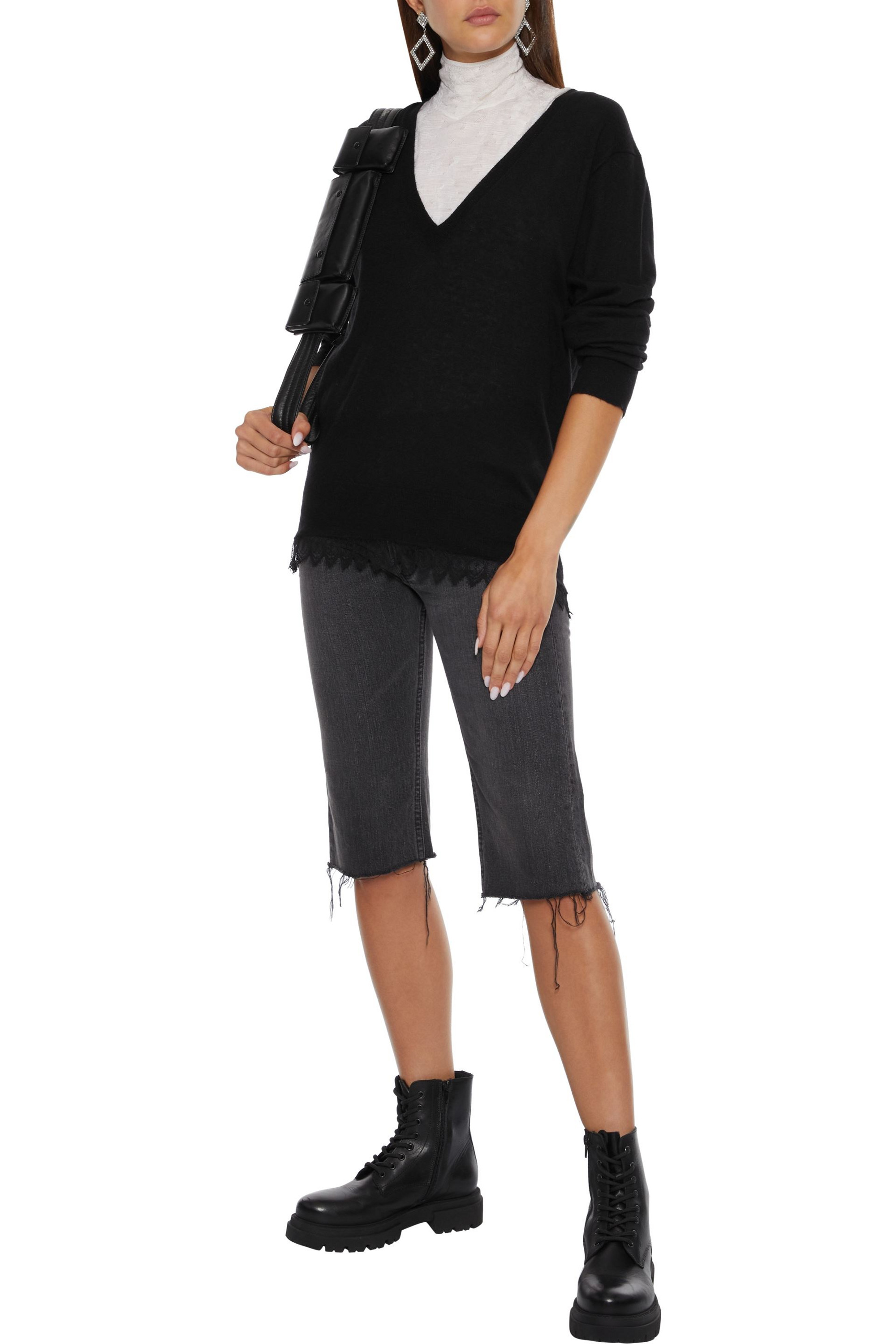 IRO Sophya lace-trimmed cashmere sweater