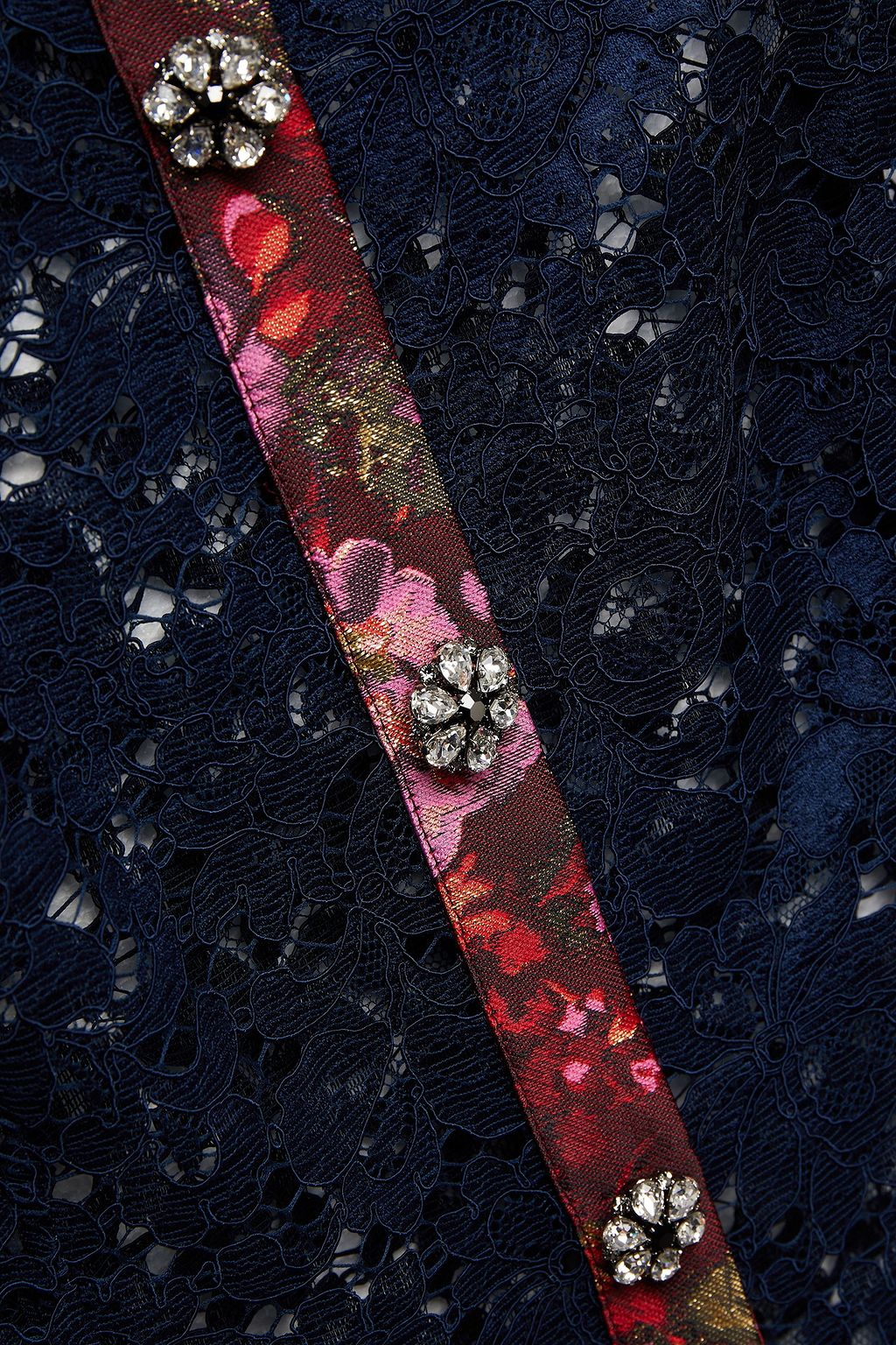 DOLCE&GABBANA Hemd aus floralem Jacquard und schnurgebundener Spitze mit Verzierung