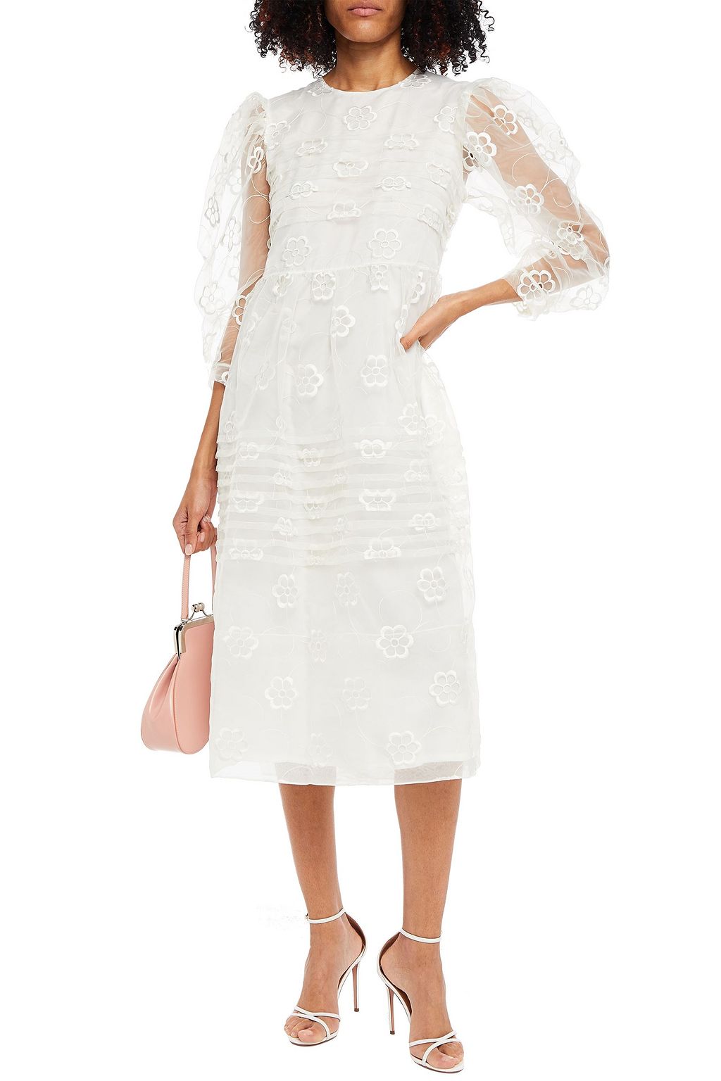SIMONE ROCHA Gathered embroidered organza midi dress