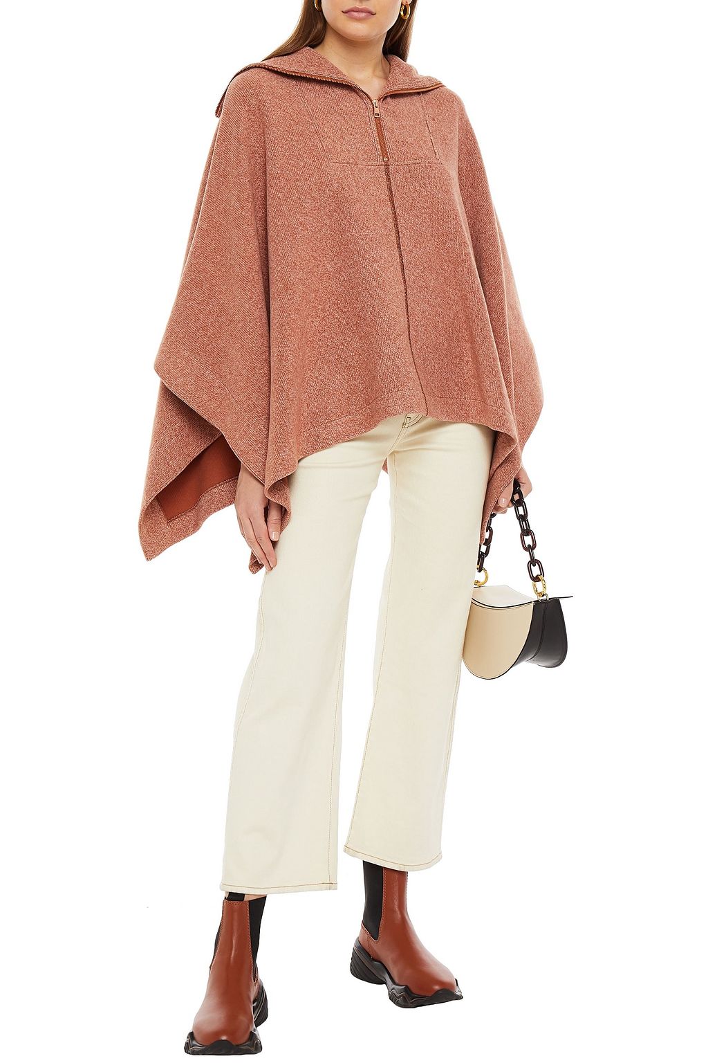SEE BY CHLOÉ Ribbed cotton-blend cape