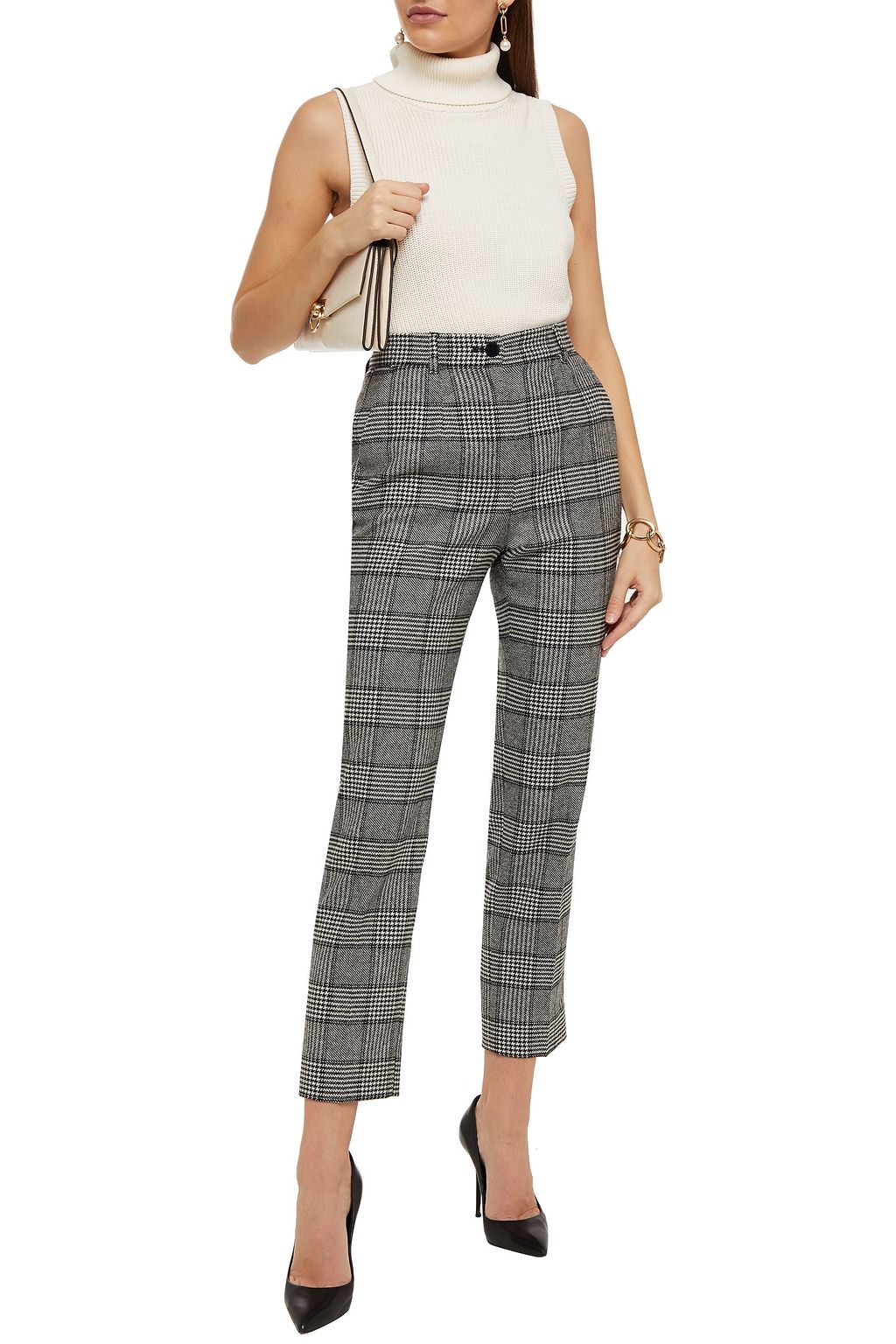 DOLCE&GABBANA Cropped Hose mit schmalem Bein aus Tweed mit Karomuster