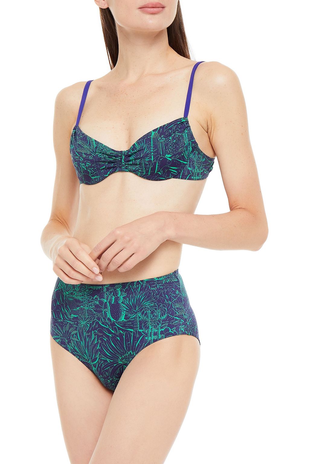 MAISON LEJABY Sierra Nevada ruched printed bikini top