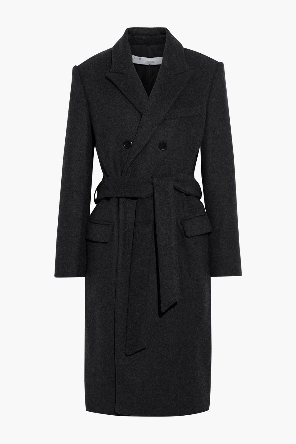 iro - irois double-breasted belted wool-blend felt coat - gray - fr 40