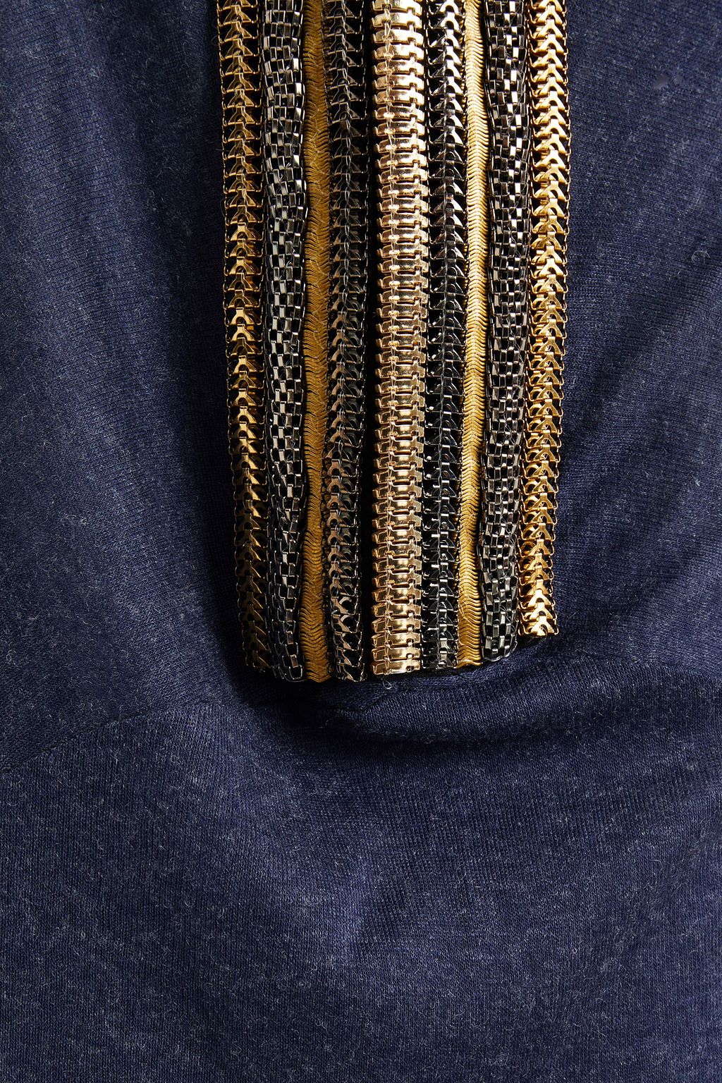 PIERRE BALMAIN Chain-trimmed mélange slub jersey T-shirt