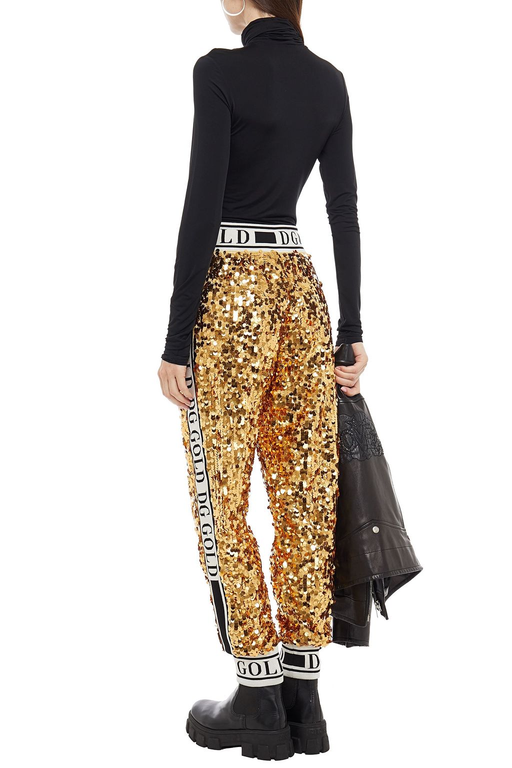 DOLCE&GABBANA Sequined mesh track pants