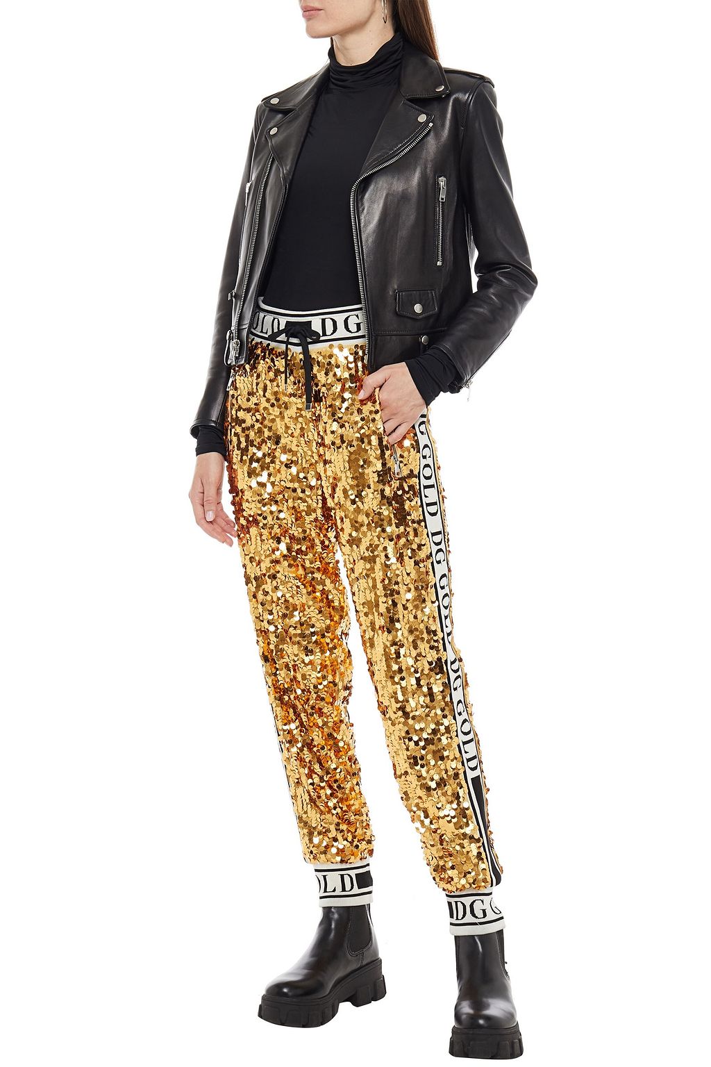 DOLCE&GABBANA Sequined mesh track pants