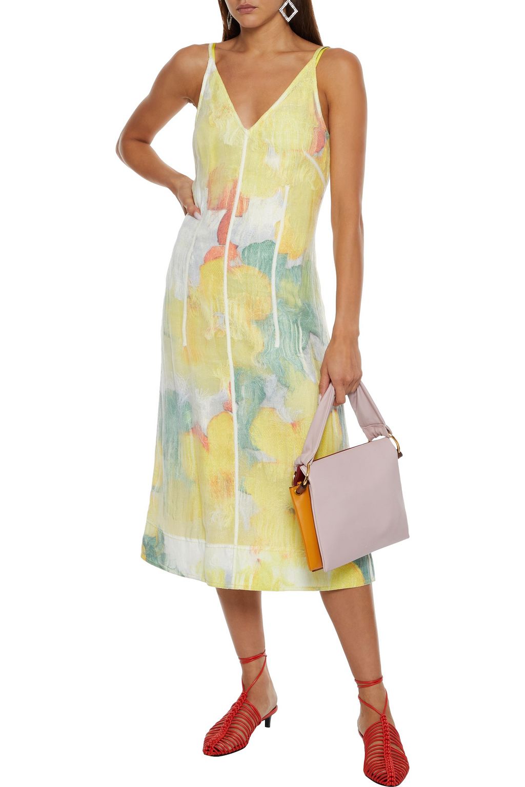 3.1 PHILLIP LIM Layered printed fil coupé organza midi slip dress