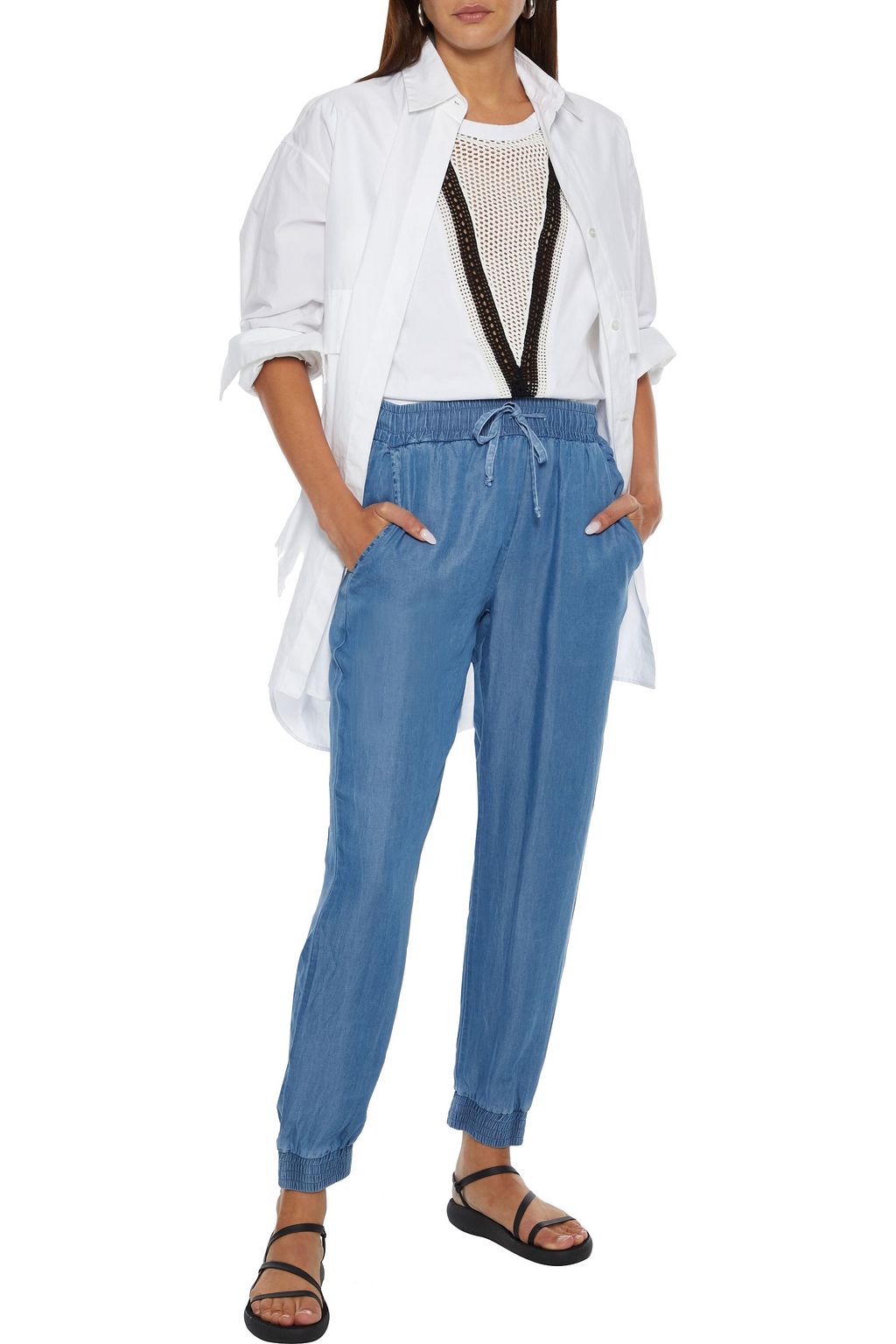 WALTER BAKER Sophia Lyocell-chambray tapered pants