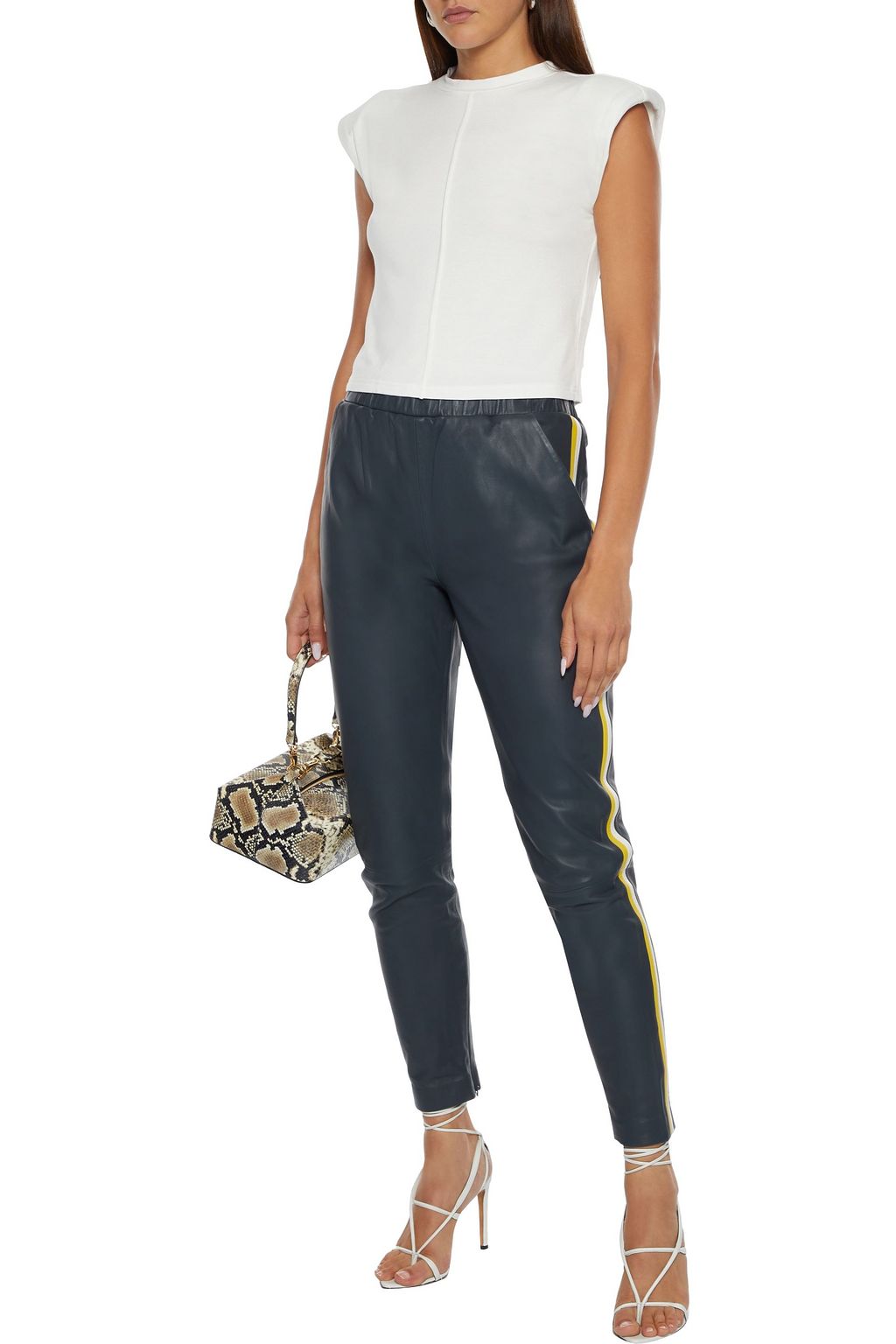WALTER BAKER Tessa striped leather skinny pants