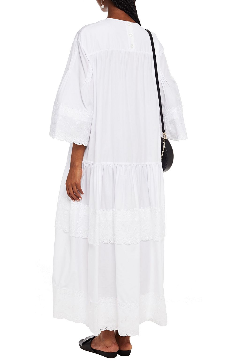 SIMONE ROCHA Oversized embroidered cotton-poplin midi dress