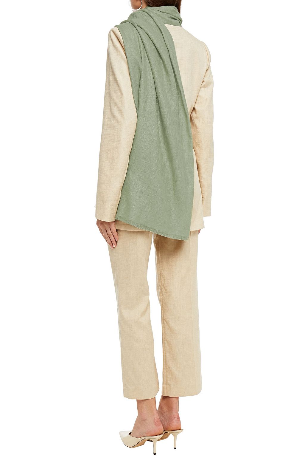 BRUNELLO CUCINELLI Frayed metallic cashmere-blend gauze scarf