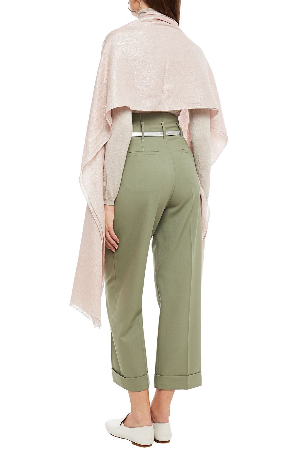 BRUNELLO CUCINELLI Frayed metallic cashmere-blend gauze scarf