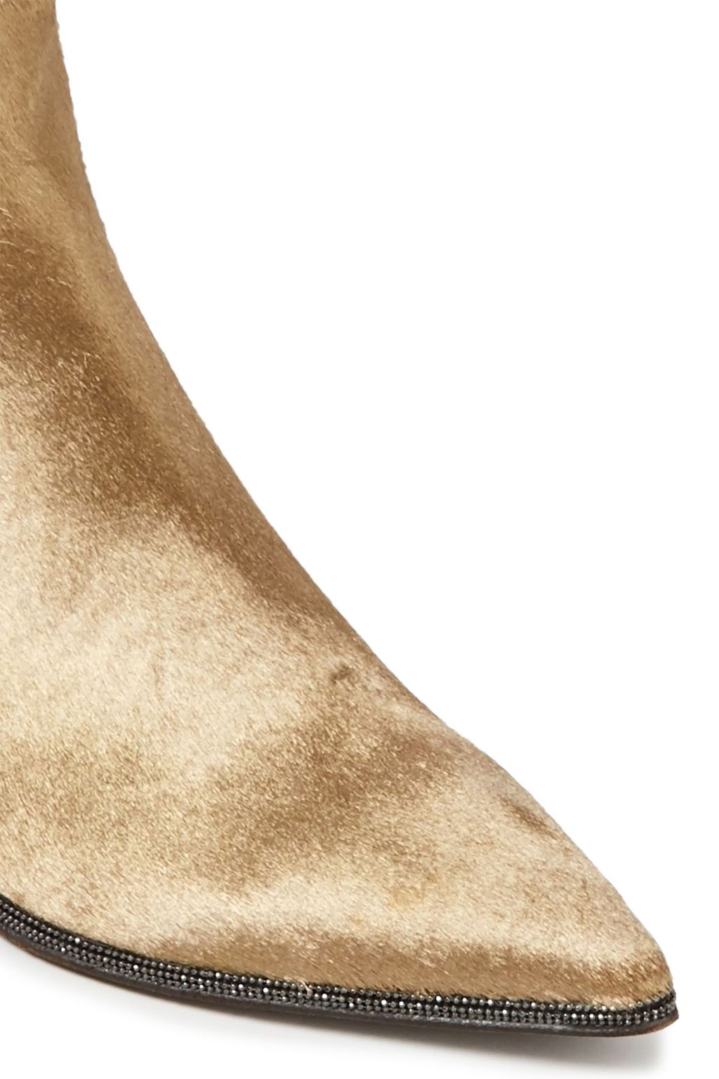 BRUNELLO CUCINELLI Bead-embellished metallic calf hair knee boots