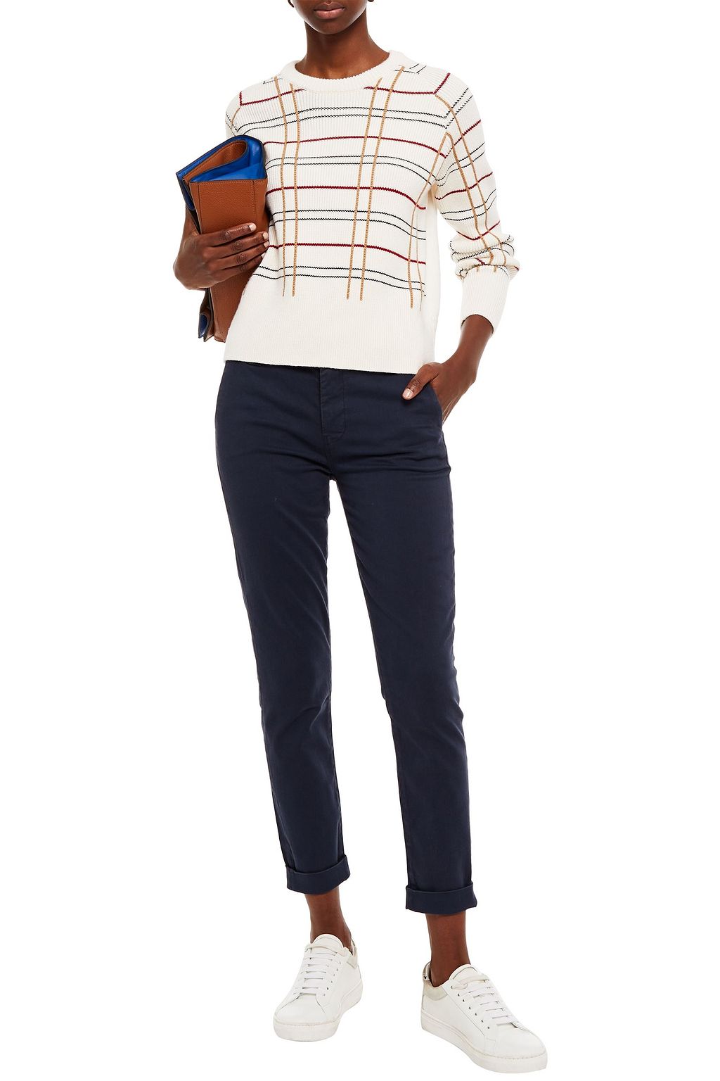 J BRAND Cropped cotton-blend sateen slim-leg pants