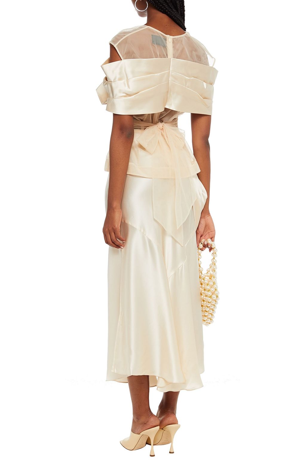 SIMONE ROCHA Draped silk-satin midi skirt