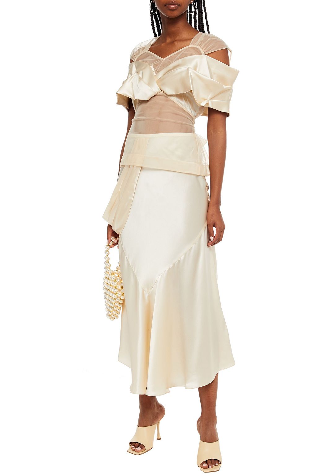 SIMONE ROCHA Draped silk-satin midi skirt
