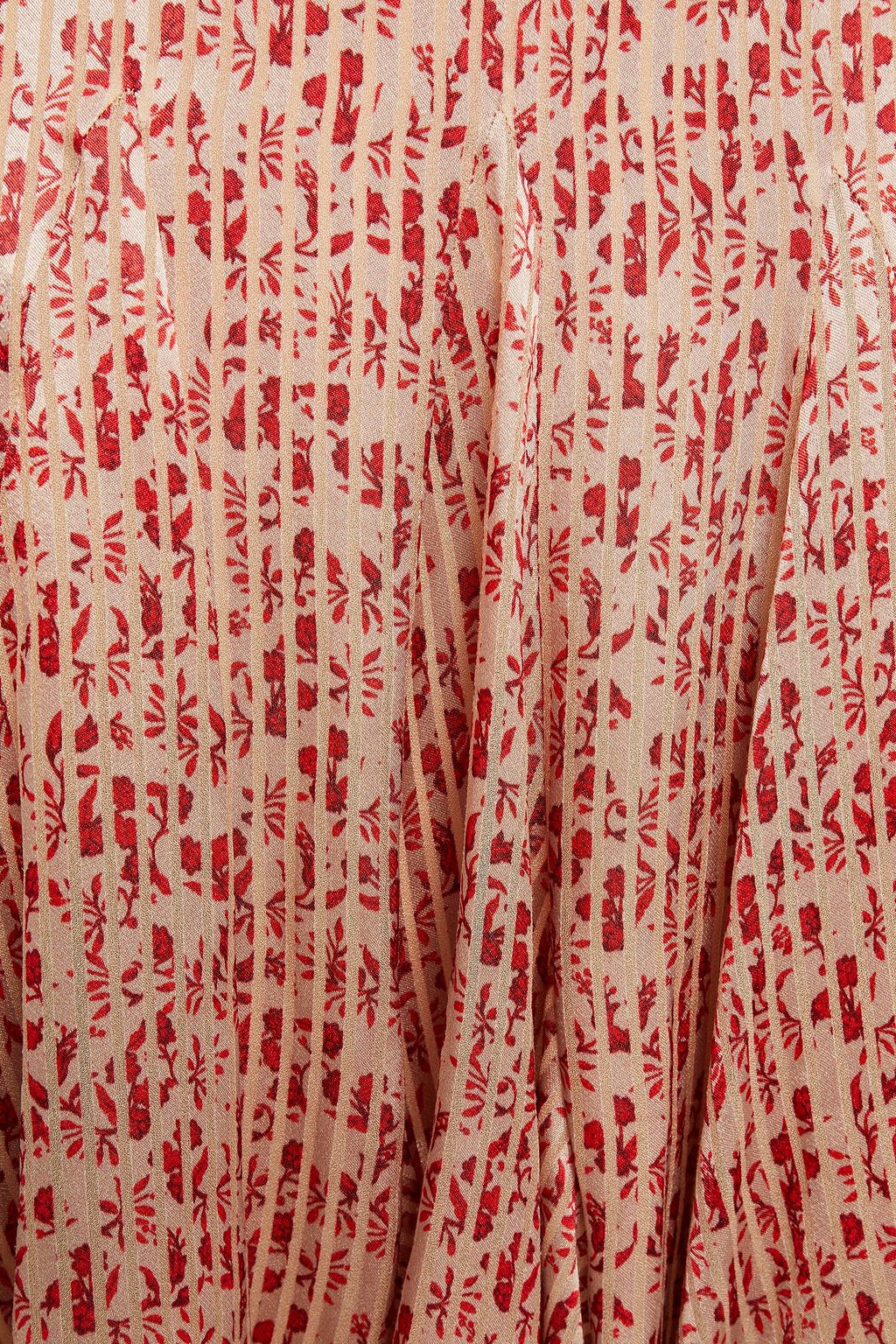 ALICE + OLIVIA Flared floral-print satin-jacquard mini skirt