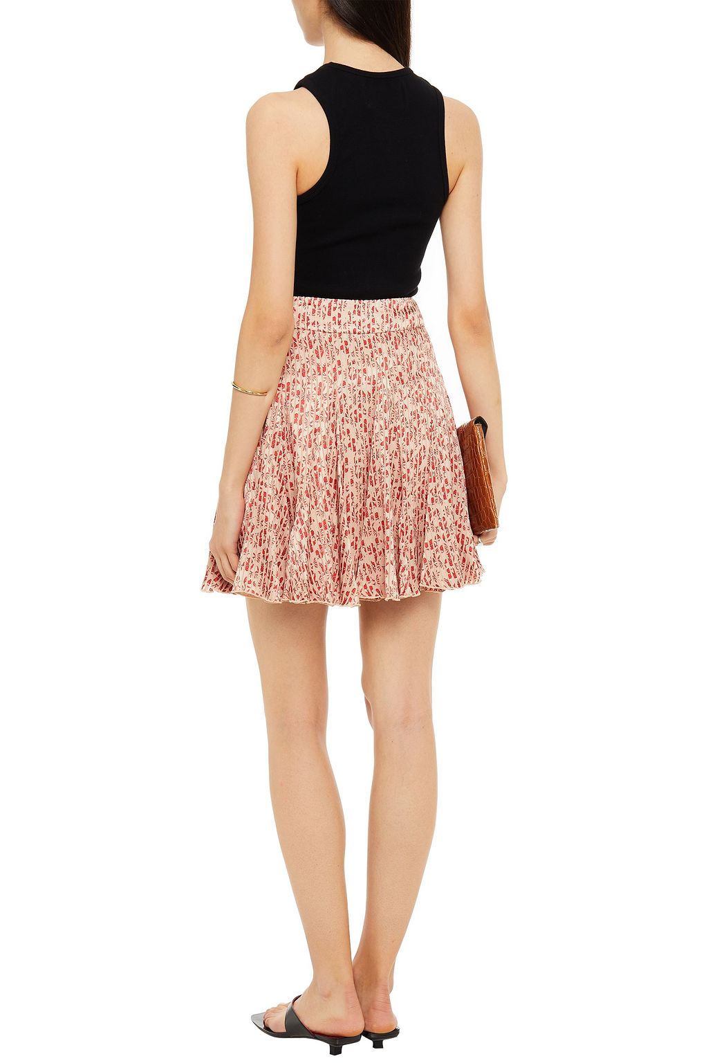 ALICE + OLIVIA Flared floral-print satin-jacquard mini skirt