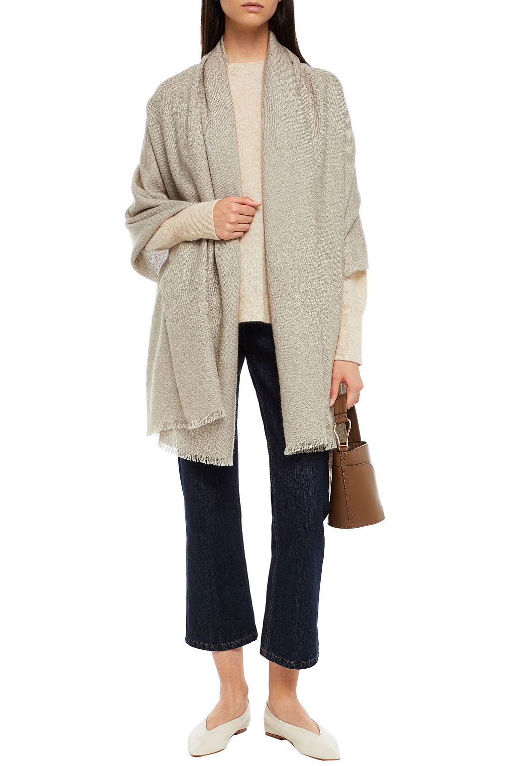 BRUNELLO CUCINELLI Frayed sequined woven scarf