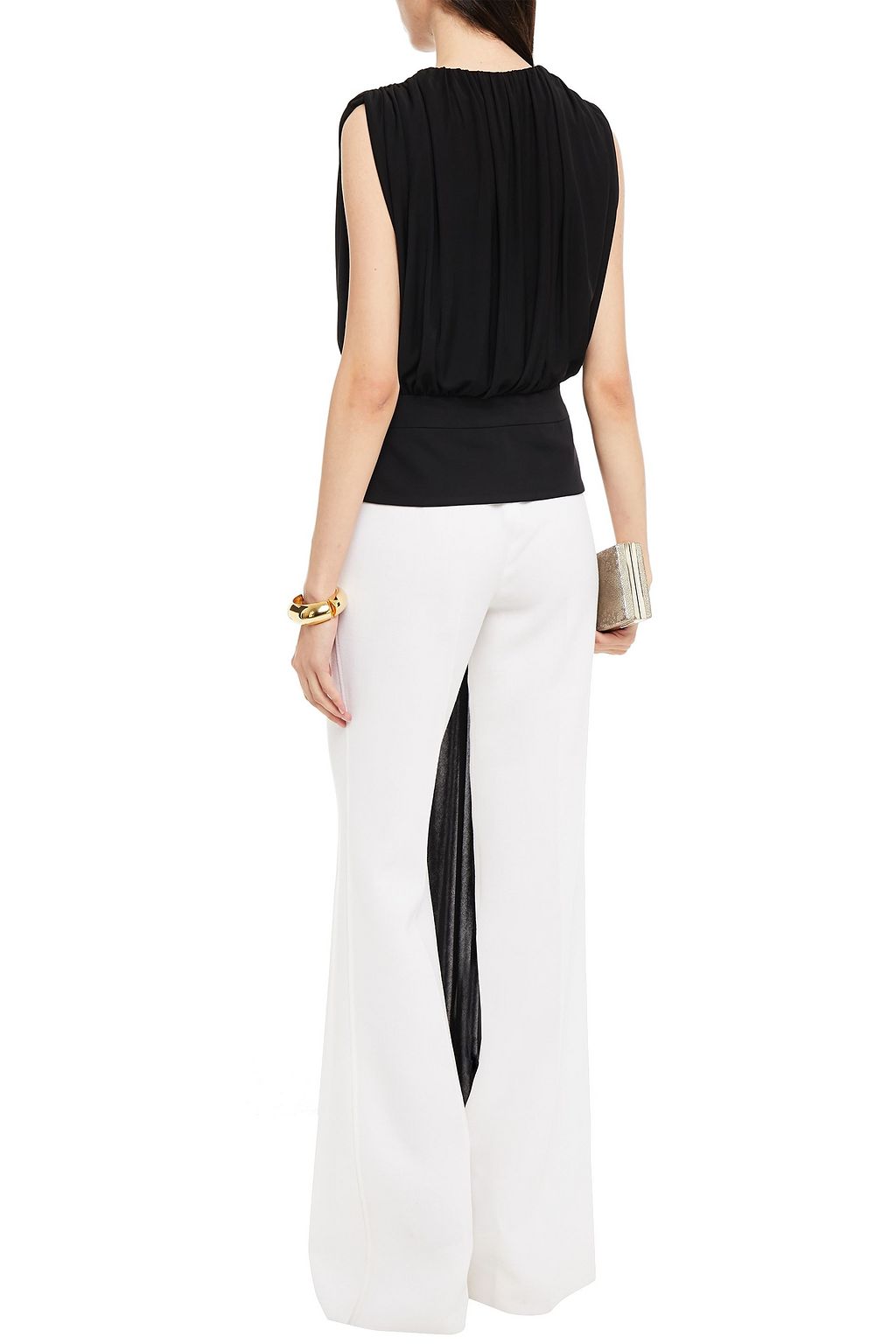 HALSTON Lyric wrap-effect draped jersey top