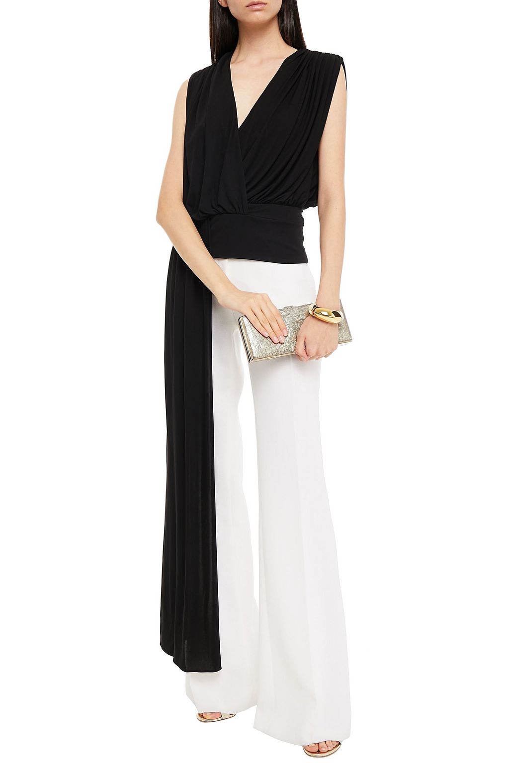HALSTON Lyric wrap-effect draped jersey top