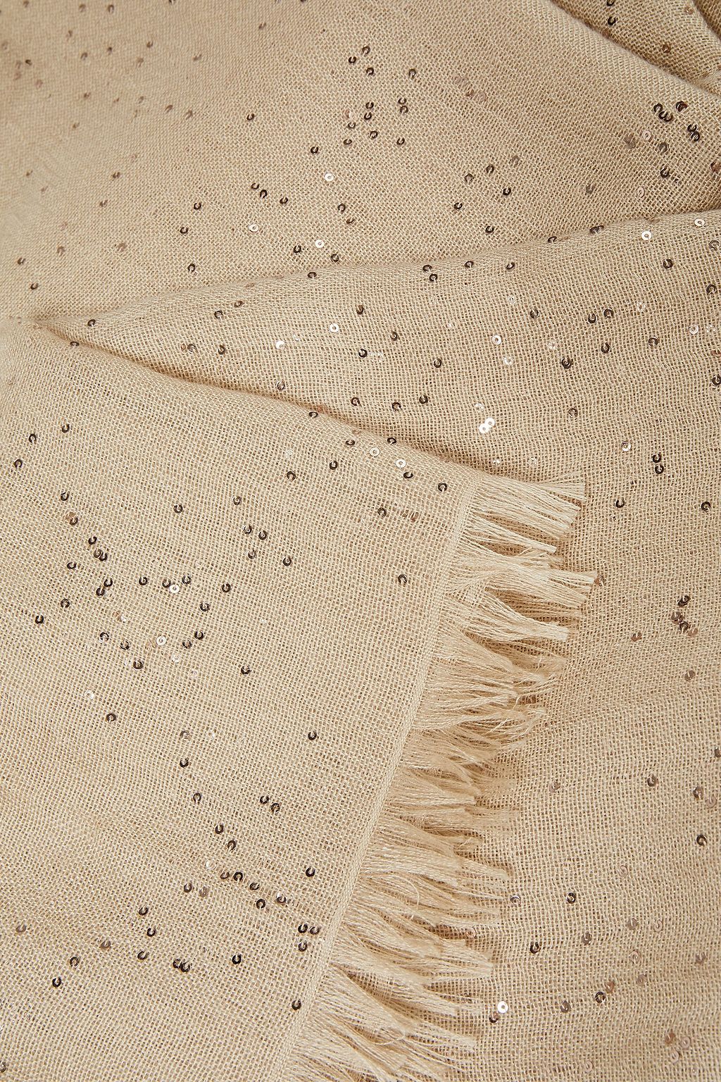 BRUNELLO CUCINELLI Sequined cashmere and silk-blend gauze scarf