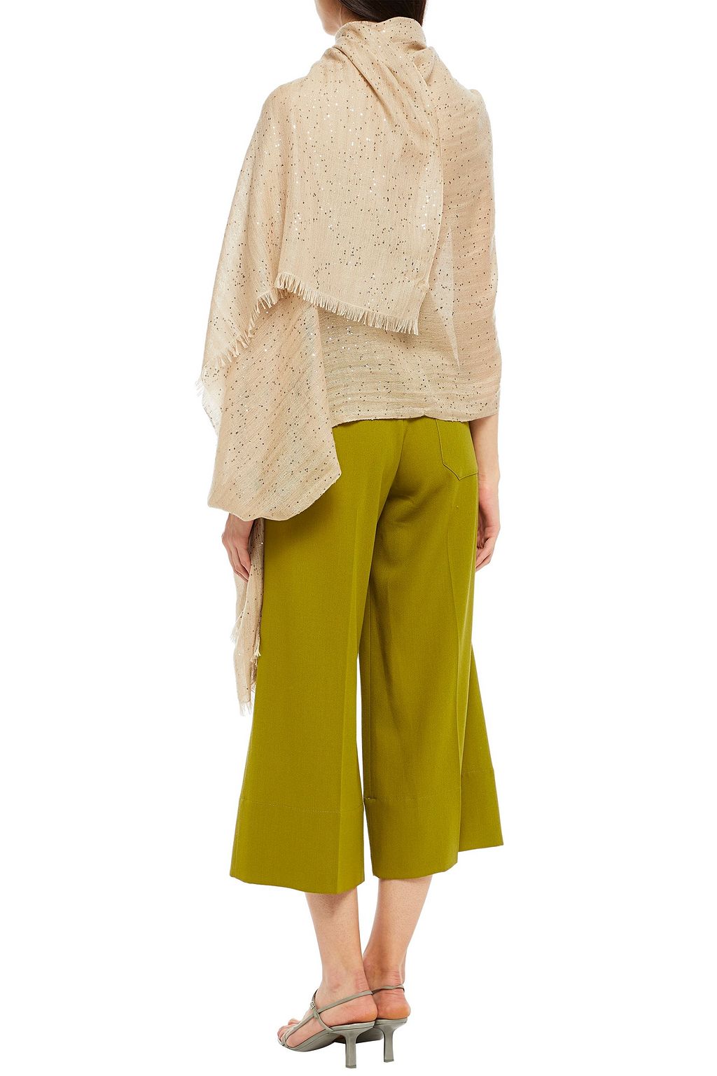 BRUNELLO CUCINELLI Sequined cashmere and silk-blend gauze scarf