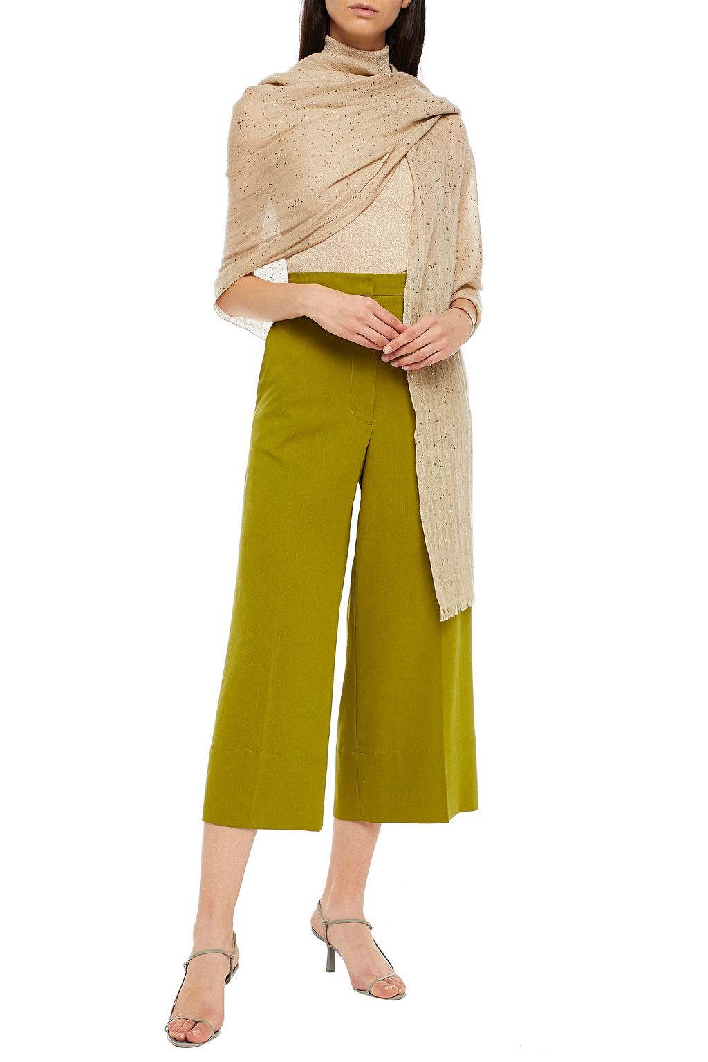 BRUNELLO CUCINELLI Sequined cashmere and silk-blend gauze scarf