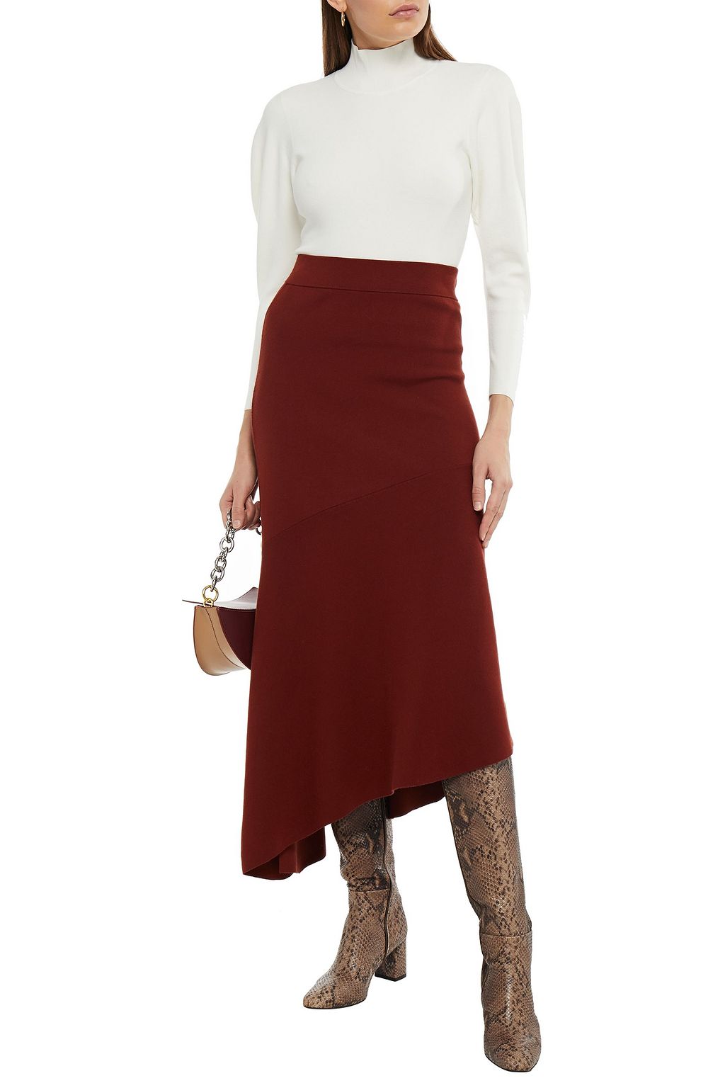 A.L.C. Asymmetric knitted midi skirt