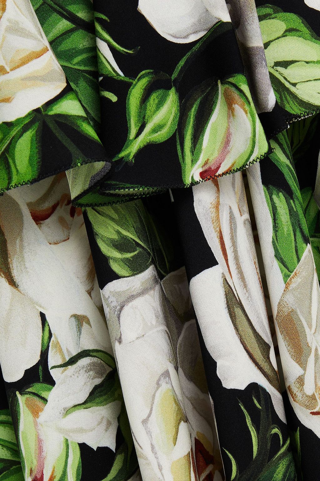 DOLCE&GABBANA Asymmetric paneled floral-print silk-blend crepe de chine midi dress