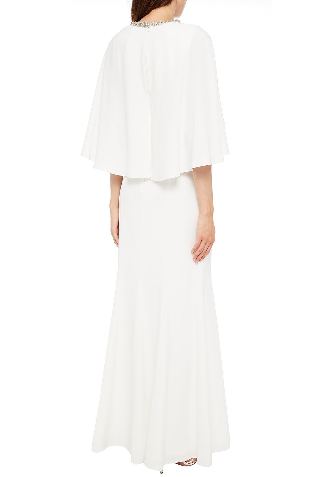 JENNY PACKHAM Lotus cape-back crystal-embellished cady bridal gown