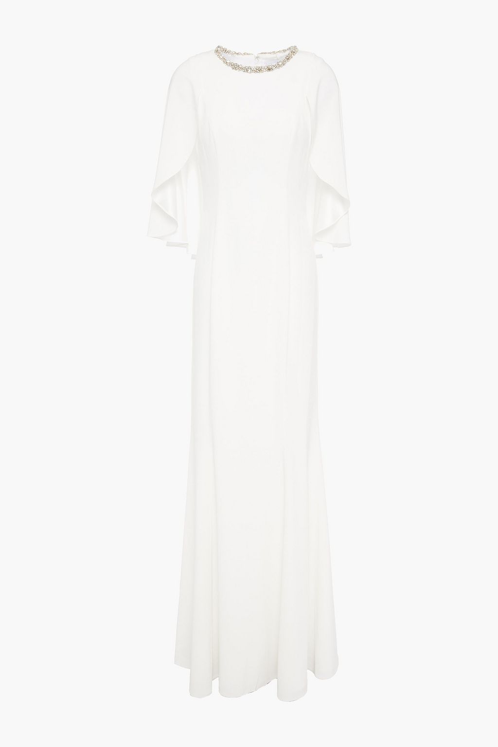 JENNY PACKHAM Lotus cape-back crystal-embellished cady bridal gown ...