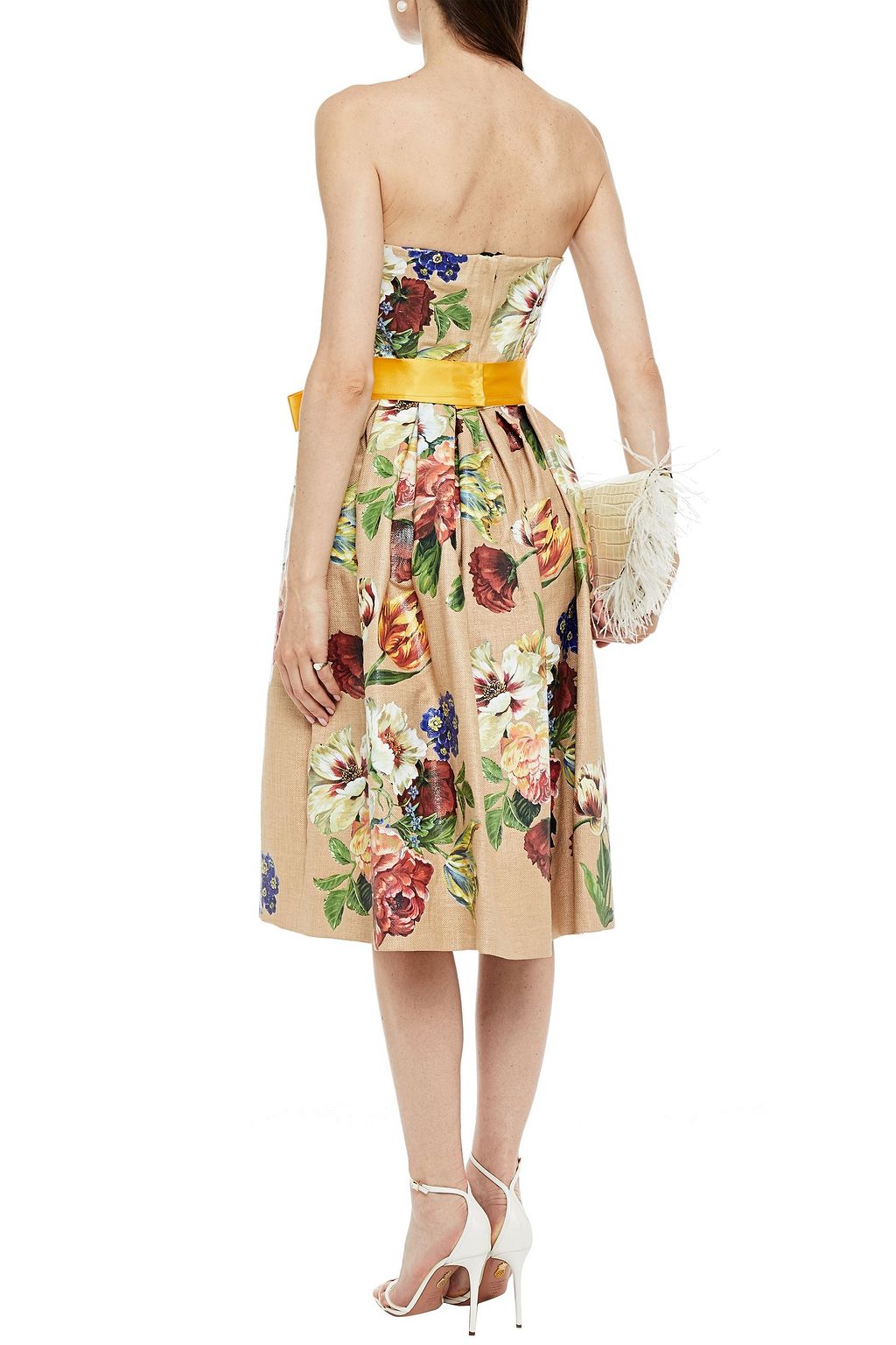 DOLCE&GABBANA Strapless pleated floral-print canvas dress