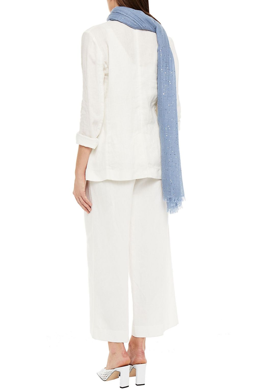 BRUNELLO CUCINELLI Sequined cashmere and silk-blend gauze scarf
