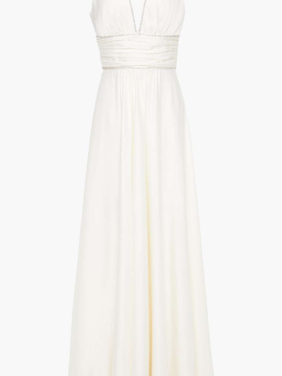 song flower crystal-embellished satin bridal gown